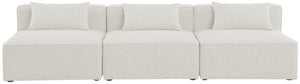 Cube Linen Textured Fabric / Engineered Wood / Foam Contemporary Cream Durable Linen Textured Modular Sofa - 108" W x 36" D x 26" H