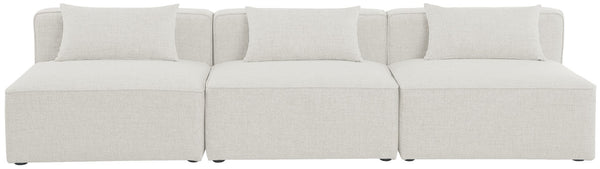 Cube Linen Textured Fabric / Engineered Wood / Foam Contemporary Cream Durable Linen Textured Modular Sofa - 108" W x 36" D x 26" H
