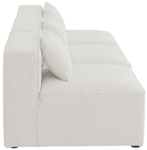 Cube Linen Textured Fabric / Engineered Wood / Foam Contemporary Cream Durable Linen Textured Modular Sofa - 108" W x 36" D x 26" H
