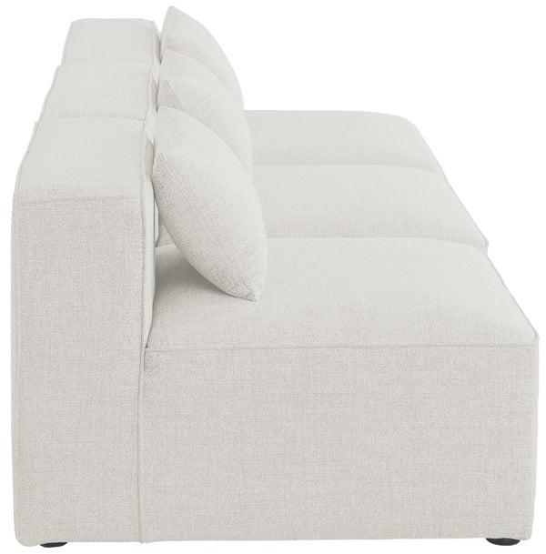 Cube Linen Textured Fabric / Engineered Wood / Foam Contemporary Cream Durable Linen Textured Modular Sofa - 108" W x 36" D x 26" H