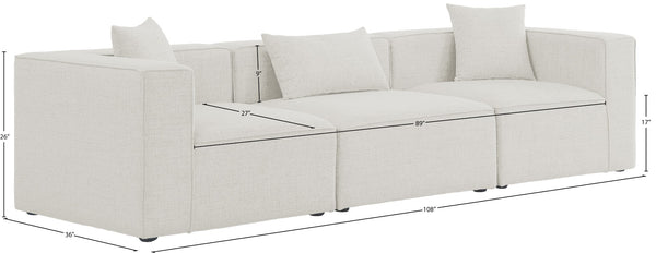 Cube Linen Textured Fabric / Engineered Wood / Foam Contemporary Cream Durable Linen Textured Modular Sofa - 108" W x 36" D x 26" H
