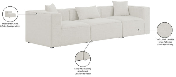 Cube Linen Textured Fabric / Engineered Wood / Foam Contemporary Cream Durable Linen Textured Modular Sofa - 108" W x 36" D x 26" H