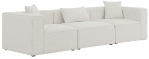 Cube Linen Textured Fabric / Engineered Wood / Foam Contemporary Cream Durable Linen Textured Modular Sofa - 108" W x 36" D x 26" H