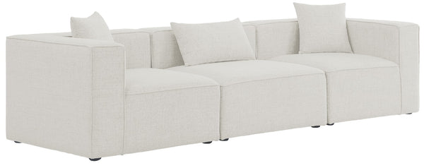 Cube Linen Textured Fabric / Engineered Wood / Foam Contemporary Cream Durable Linen Textured Modular Sofa - 108" W x 36" D x 26" H