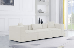 Cube Linen Textured Fabric / Engineered Wood / Foam Contemporary Cream Durable Linen Textured Modular Sofa - 108" W x 36" D x 26" H