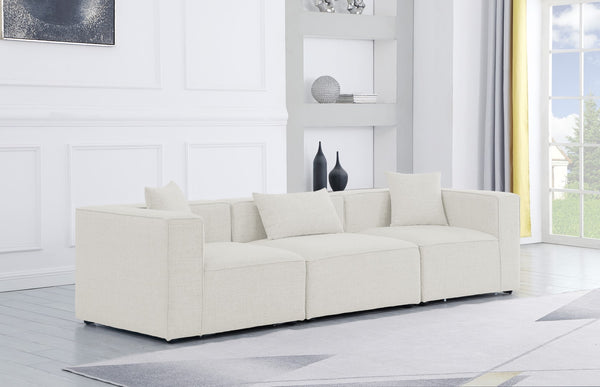 Cube Linen Textured Fabric / Engineered Wood / Foam Contemporary Cream Durable Linen Textured Modular Sofa - 108" W x 36" D x 26" H