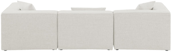 Cube Linen Textured Fabric / Engineered Wood / Foam Contemporary Cream Durable Linen Textured Modular Sofa - 108" W x 36" D x 26" H