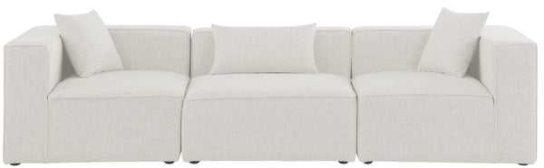 Cube Linen Textured Fabric / Engineered Wood / Foam Contemporary Cream Durable Linen Textured Modular Sofa - 108" W x 36" D x 26" H
