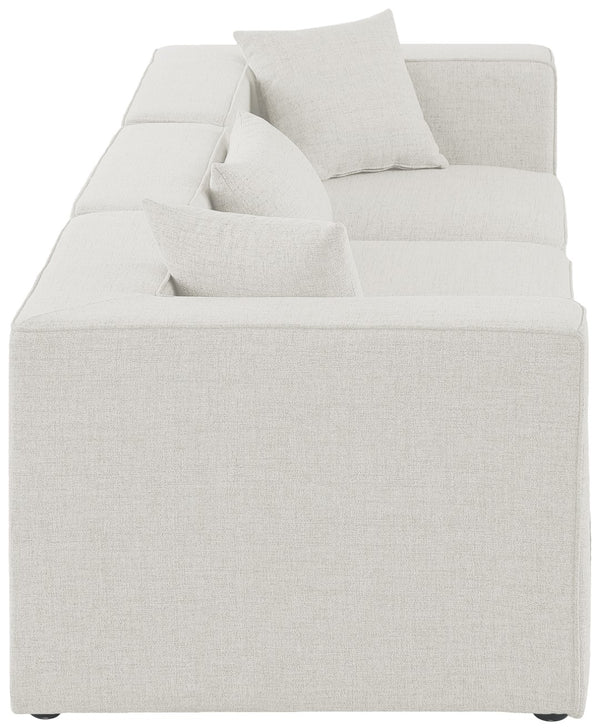 Cube Linen Textured Fabric / Engineered Wood / Foam Contemporary Cream Durable Linen Textured Modular Sofa - 108" W x 36" D x 26" H