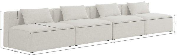 Cube Linen Textured Fabric / Engineered Wood / Foam Contemporary Cream Durable Linen Textured Modular Sofa - 144" W x 36" D x 26" H