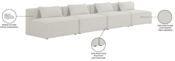 Cube Linen Textured Fabric / Engineered Wood / Foam Contemporary Cream Durable Linen Textured Modular Sofa - 144" W x 36" D x 26" H