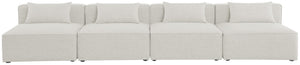 Cube Linen Textured Fabric / Engineered Wood / Foam Contemporary Cream Durable Linen Textured Modular Sofa - 144" W x 36" D x 26" H