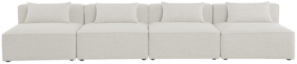 Cube Linen Textured Fabric / Engineered Wood / Foam Contemporary Cream Durable Linen Textured Modular Sofa - 144" W x 36" D x 26" H
