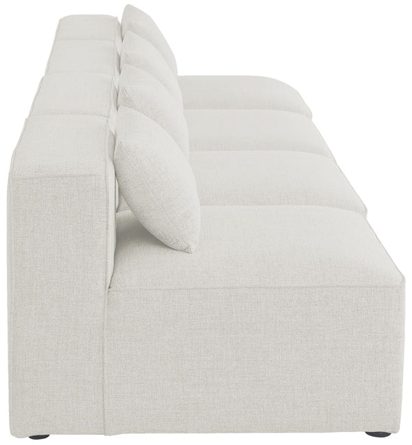 Cube Linen Textured Fabric / Engineered Wood / Foam Contemporary Cream Durable Linen Textured Modular Sofa - 144" W x 36" D x 26" H