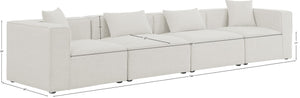 Cube Linen Textured Fabric / Engineered Wood / Foam Contemporary Cream Durable Linen Textured Modular Sofa - 144" W x 36" D x 26" H