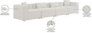 Cube Linen Textured Fabric / Engineered Wood / Foam Contemporary Cream Durable Linen Textured Modular Sofa - 144" W x 36" D x 26" H