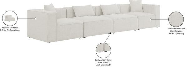 Cube Linen Textured Fabric / Engineered Wood / Foam Contemporary Cream Durable Linen Textured Modular Sofa - 144" W x 36" D x 26" H