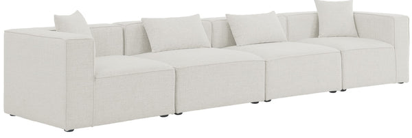 Cube Linen Textured Fabric / Engineered Wood / Foam Contemporary Cream Durable Linen Textured Modular Sofa - 144" W x 36" D x 26" H