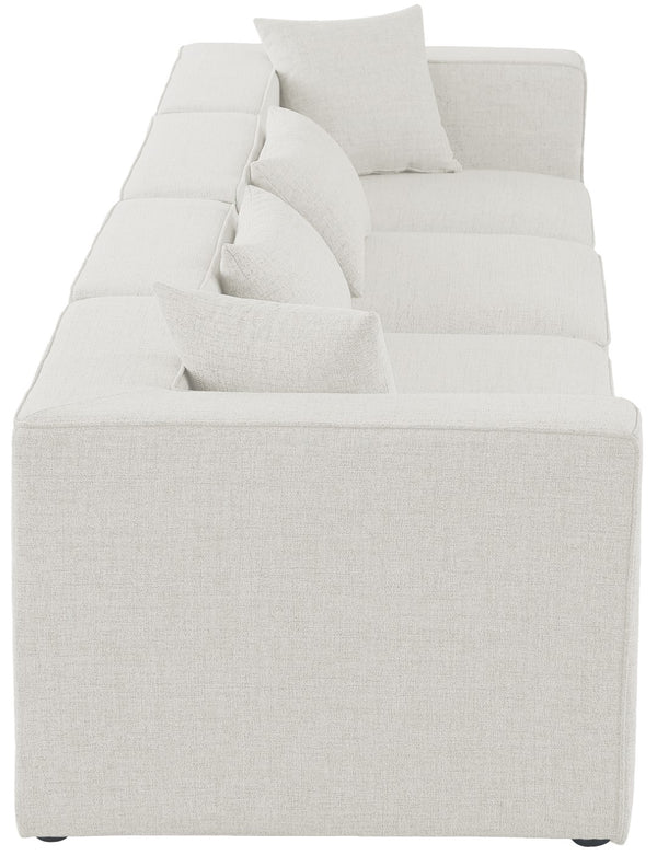Cube Linen Textured Fabric / Engineered Wood / Foam Contemporary Cream Durable Linen Textured Modular Sofa - 144" W x 36" D x 26" H
