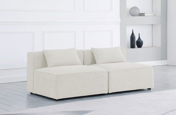 Cube Linen Textured Fabric / Engineered Wood / Foam Contemporary Cream Durable Linen Textured Modular Sofa - 72" W x 36" D x 26" H