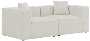 Cube Linen Textured Fabric / Engineered Wood / Foam Contemporary Cream Durable Linen Textured Modular Sofa - 72" W x 36" D x 26" H