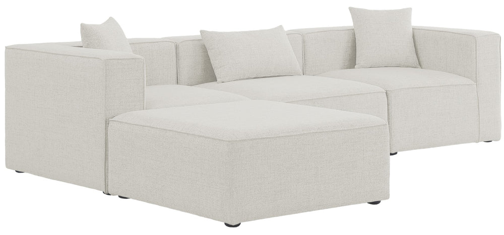 Cube Linen Textured Fabric / Engineered Wood / Foam Contemporary Cream Durable Linen Textured Modular Sectional - 108" W x 72" D x 26" H