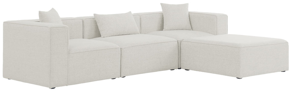 Cube Linen Textured Fabric / Engineered Wood / Foam Contemporary Cream Durable Linen Textured Modular Sectional - 108" W x 72" D x 26" H