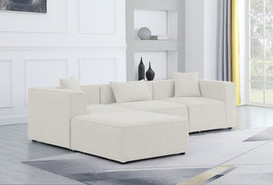 Cube Linen Textured Fabric / Engineered Wood / Foam Contemporary Cream Durable Linen Textured Modular Sectional - 108" W x 72" D x 26" H