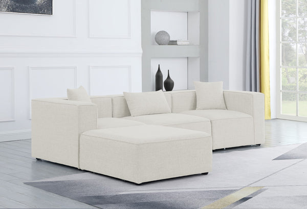 Cube Linen Textured Fabric / Engineered Wood / Foam Contemporary Cream Durable Linen Textured Modular Sectional - 108" W x 72" D x 26" H