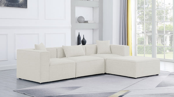 Cube Linen Textured Fabric / Engineered Wood / Foam Contemporary Cream Durable Linen Textured Modular Sectional - 108" W x 72" D x 26" H