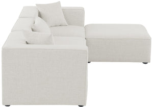 Cube Linen Textured Fabric / Engineered Wood / Foam Contemporary Cream Durable Linen Textured Modular Sectional - 108" W x 72" D x 26" H