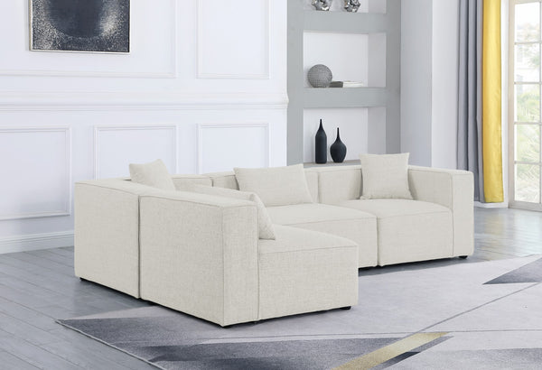 Cube Linen Textured Fabric / Engineered Wood / Foam Contemporary Cream Durable Linen Textured Modular Sectional - 108" W x 72" D x 26" H