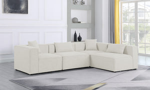 Cube Linen Textured Fabric / Engineered Wood / Foam Contemporary Cream Durable Linen Textured Modular Sectional - 108" W x 72" D x 26" H