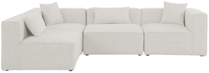 Cube Linen Textured Fabric / Engineered Wood / Foam Contemporary Cream Durable Linen Textured Modular Sectional - 108" W x 72" D x 26" H