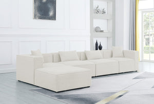 Cube Linen Textured Fabric / Engineered Wood / Foam Contemporary Cream Durable Linen Textured Modular Sectional - 144" W x 72" D x 26" H
