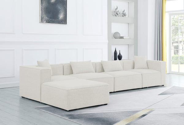 Cube Linen Textured Fabric / Engineered Wood / Foam Contemporary Cream Durable Linen Textured Modular Sectional - 144" W x 72" D x 26" H