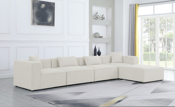 Cube Linen Textured Fabric / Engineered Wood / Foam Contemporary Cream Durable Linen Textured Modular Sectional - 144" W x 72" D x 26" H