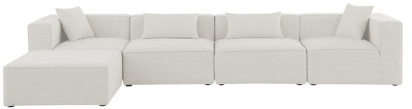 Cube Linen Textured Fabric / Engineered Wood / Foam Contemporary Cream Durable Linen Textured Modular Sectional - 144" W x 72" D x 26" H