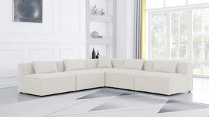 Cube Linen Textured Fabric / Engineered Wood / Foam Contemporary Cream Durable Linen Textured Modular Sectional - 108" W x 108" D x 26" H