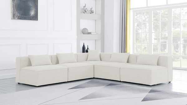 Cube Linen Textured Fabric / Engineered Wood / Foam Contemporary Cream Durable Linen Textured Modular Sectional - 108" W x 108" D x 26" H