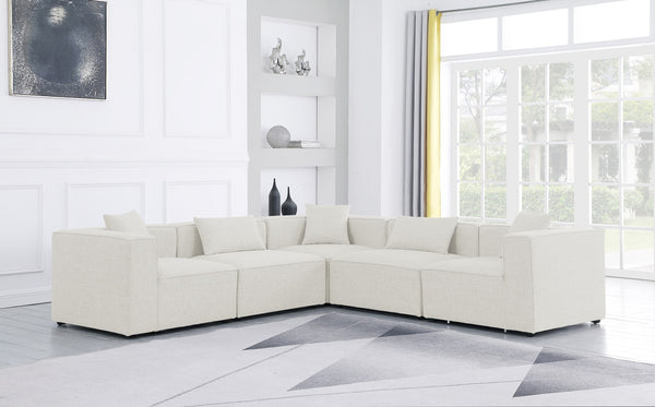 Cube Linen Textured Fabric / Engineered Wood / Foam Contemporary Cream Durable Linen Textured Modular Sectional - 108" W x 108" D x 26" H