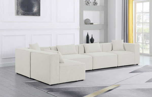 Cube Linen Textured Fabric / Engineered Wood / Foam Contemporary Cream Durable Linen Textured Modular Sectional - 144" W x 72" D x 26" H