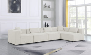 Cube Linen Textured Fabric / Engineered Wood / Foam Contemporary Cream Durable Linen Textured Modular Sectional - 144" W x 72" D x 26" H