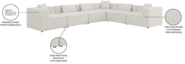 Cube Linen Textured Fabric / Engineered Wood / Foam Contemporary Cream Durable Linen Textured Modular Sectional - 144" W x 108" D x 26" H