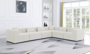 Cube Linen Textured Fabric / Engineered Wood / Foam Contemporary Cream Durable Linen Textured Modular Sectional - 144" W x 108" D x 26" H