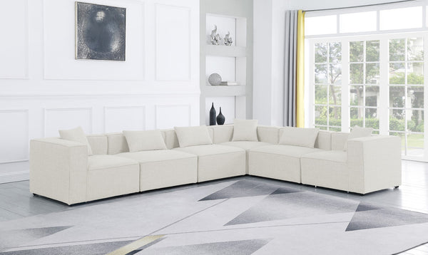 Cube Linen Textured Fabric / Engineered Wood / Foam Contemporary Cream Durable Linen Textured Modular Sectional - 144" W x 108" D x 26" H