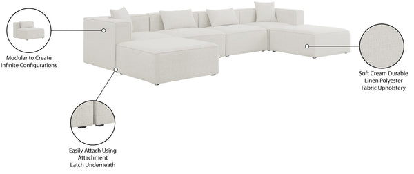 Cube Linen Textured Fabric / Engineered Wood / Foam Contemporary Cream Durable Linen Textured Modular Sectional - 144" W x 72" D x 26" H