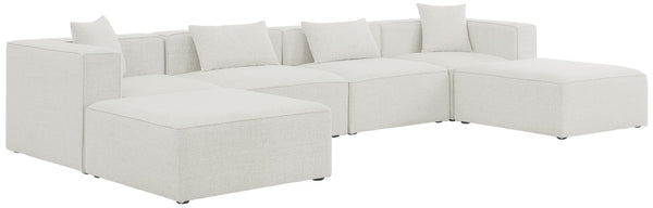 Cube Linen Textured Fabric / Engineered Wood / Foam Contemporary Cream Durable Linen Textured Modular Sectional - 144" W x 72" D x 26" H