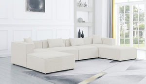 Cube Linen Textured Fabric / Engineered Wood / Foam Contemporary Cream Durable Linen Textured Modular Sectional - 144" W x 72" D x 26" H