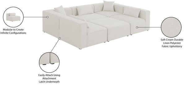 Cube Linen Textured Fabric / Engineered Wood / Foam Contemporary Cream Durable Linen Textured Modular Sectional - 108" W x 72" D x 26" H